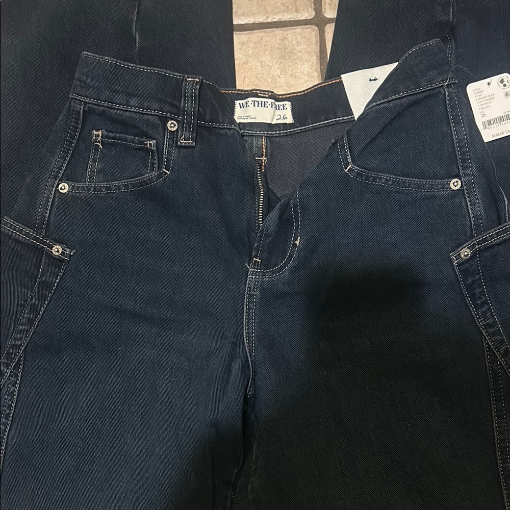 We The Free Dark Denim Barrel Jeans